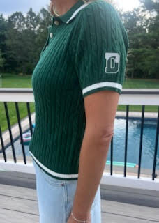 Ellsworth & Ivey LADIES Cable Knit S/S Polo Sweater - Green