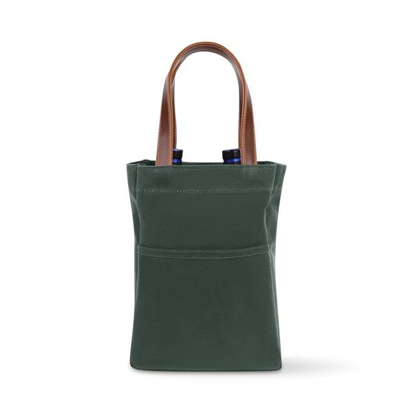 Wine Tote - Hunter Green / Whiskey Brown