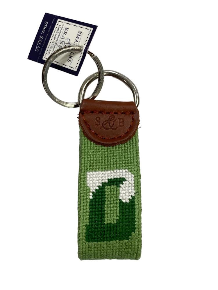 Key Chain - D Wave Needlepoint - Green and White